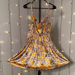 Floral Yellow Spaghetti Strap Dress